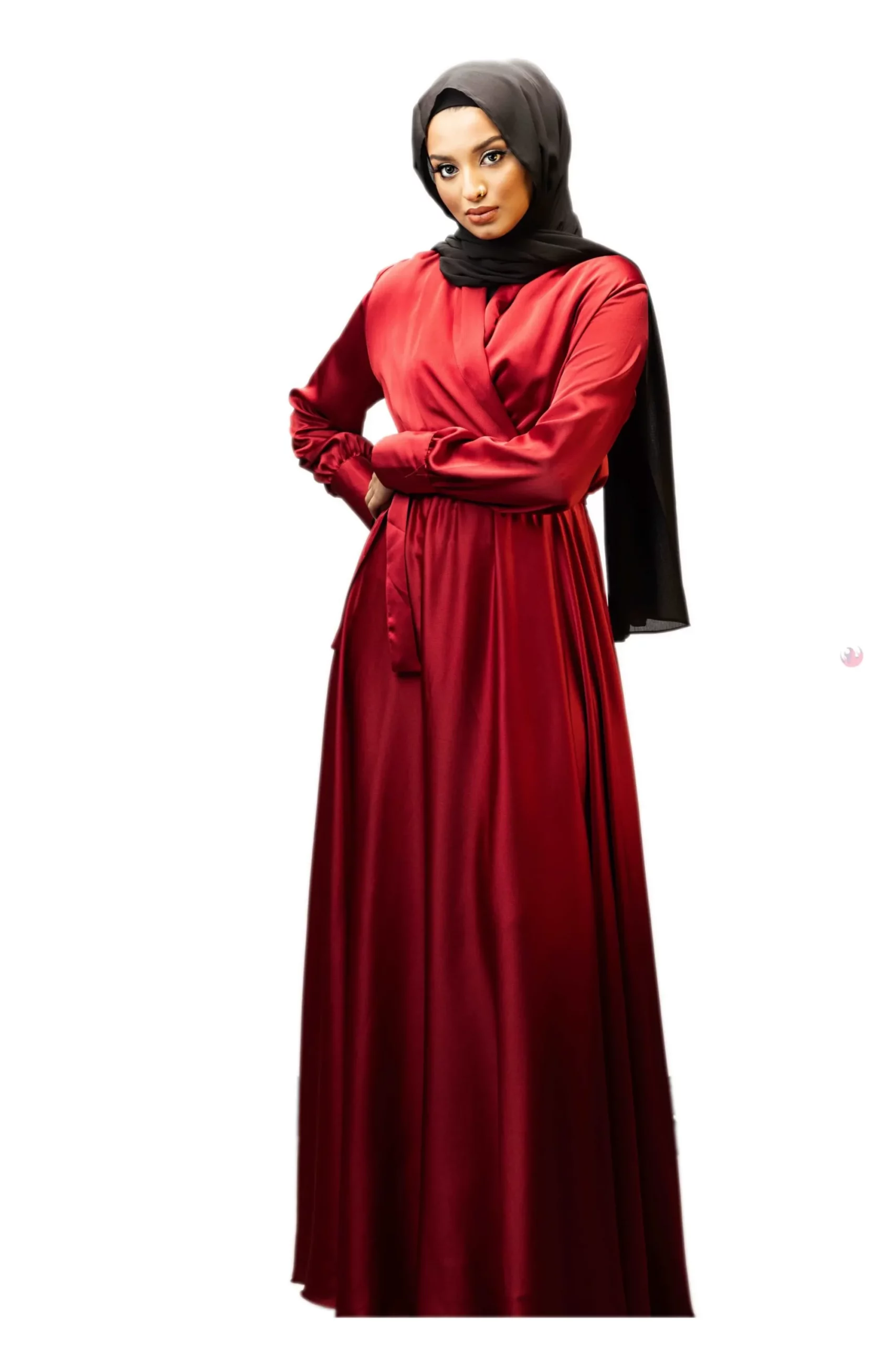 Gabriella Ruby V Neck Satin Dress