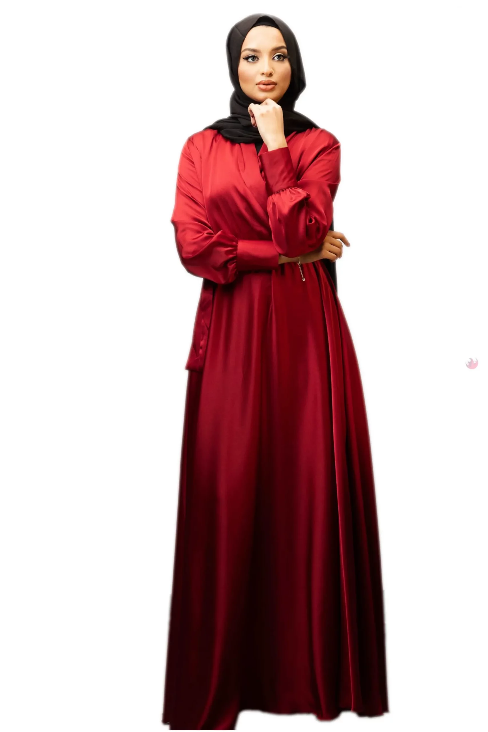 Gabriella Ruby V Neck Satin Dress