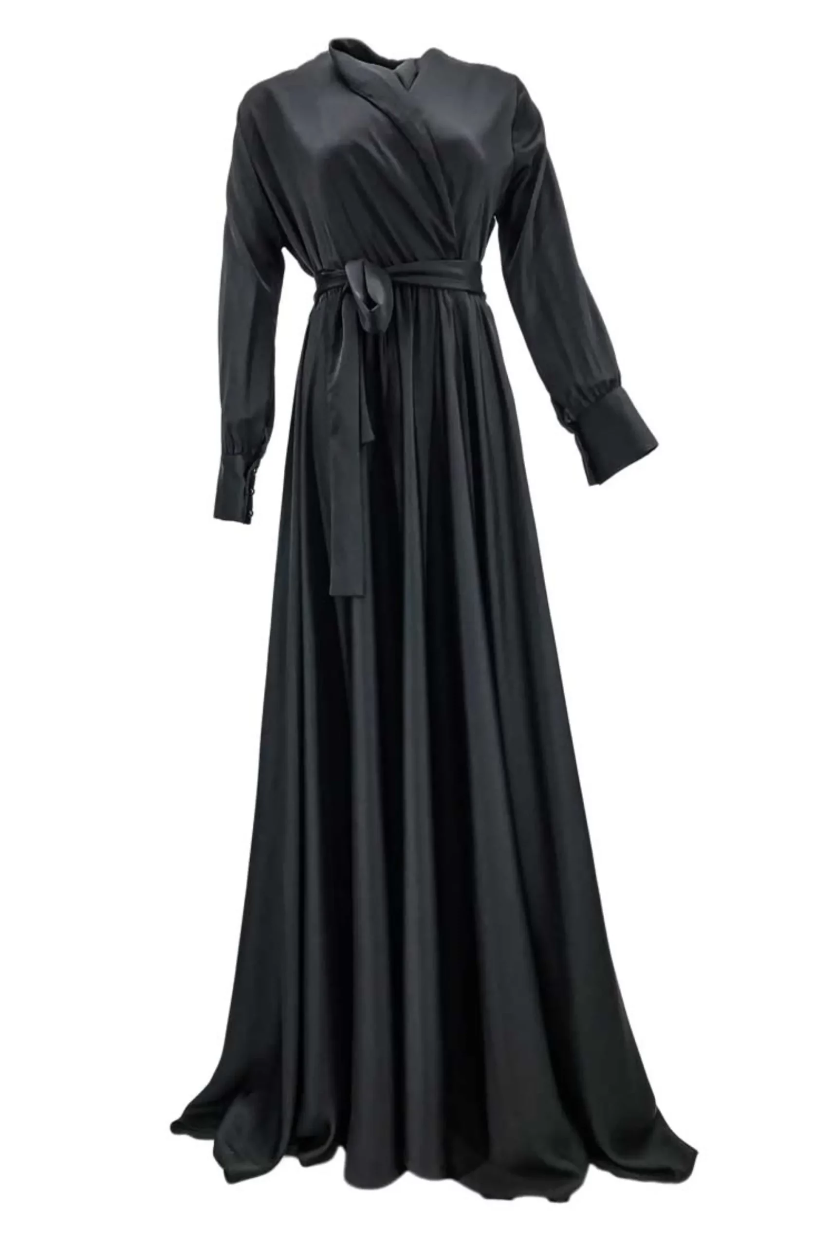 Imani Black Satin Semi Formal Dress