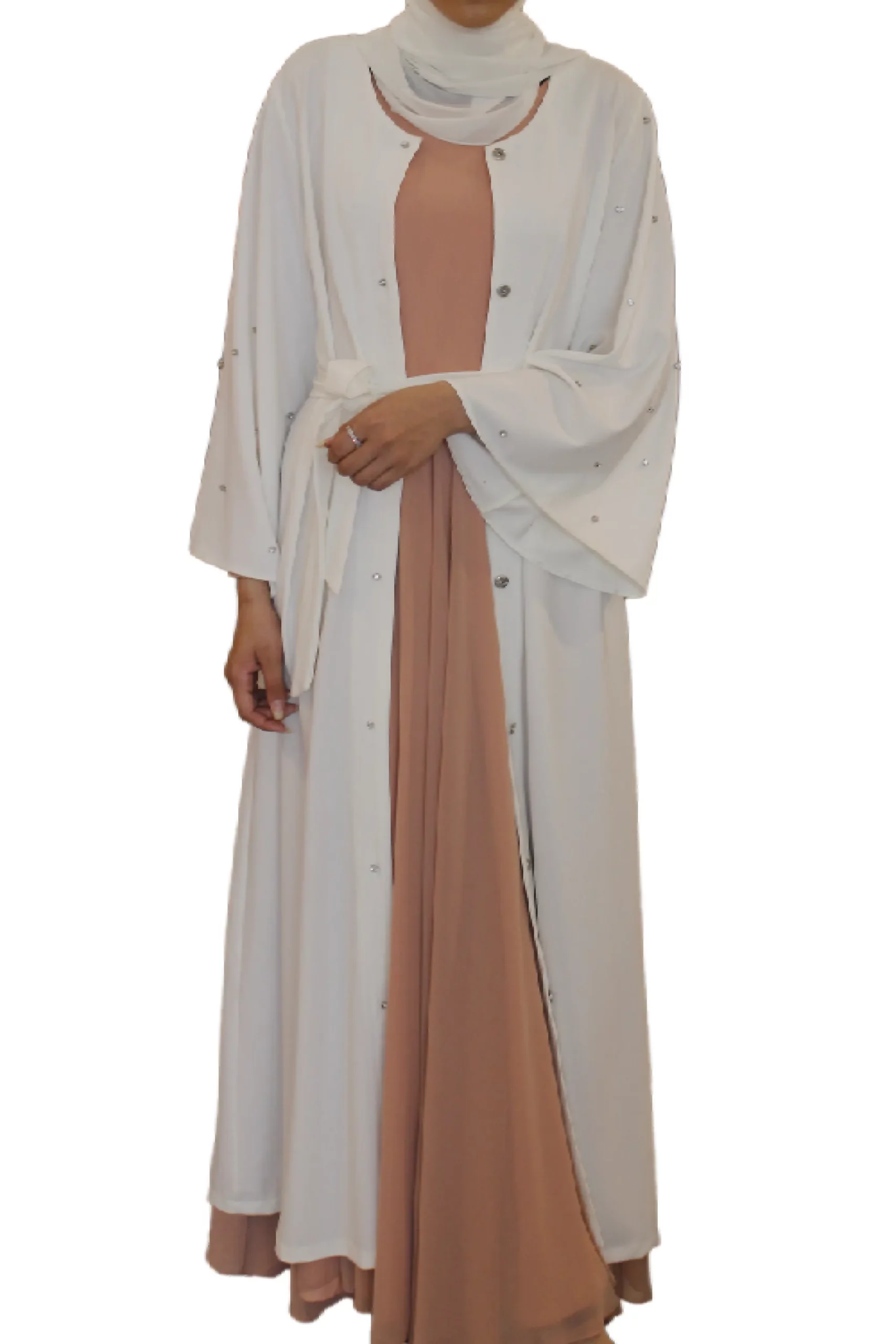 Laila White Kimono Abaya