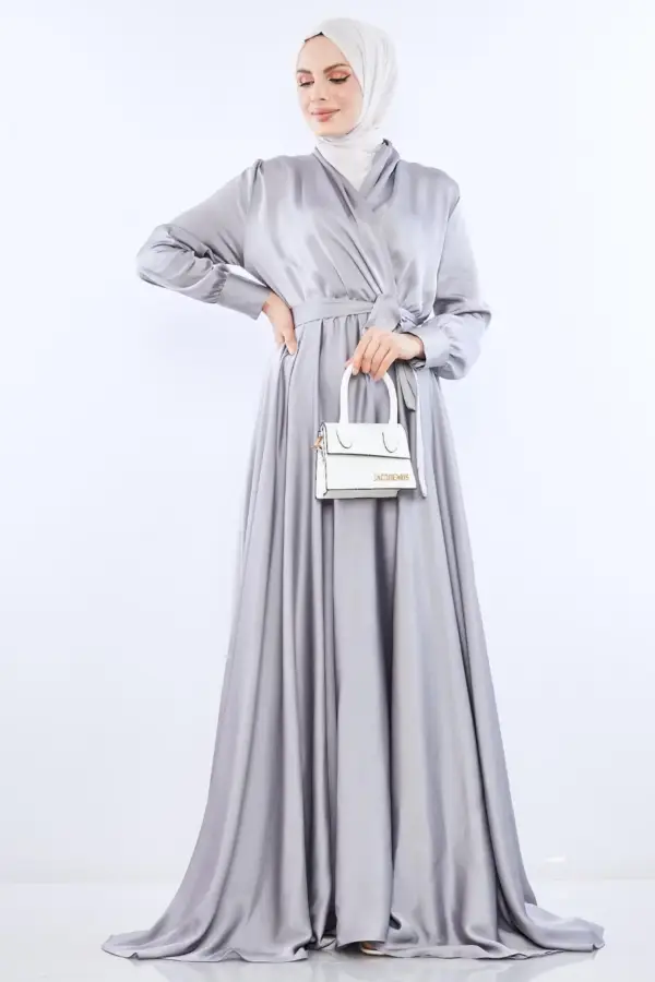 Humaira Silver Satin Dress